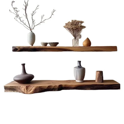 The Ayla Solid Wood Live-Edge Floating Shelf