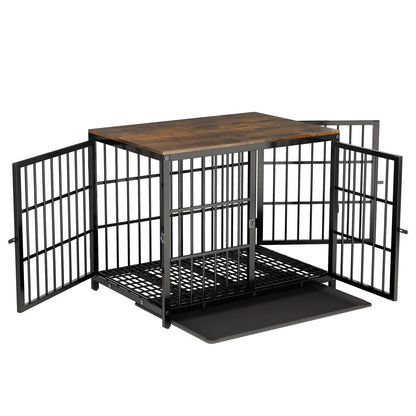 Heavy-Duty Dog Kennels with Wooden Table Top