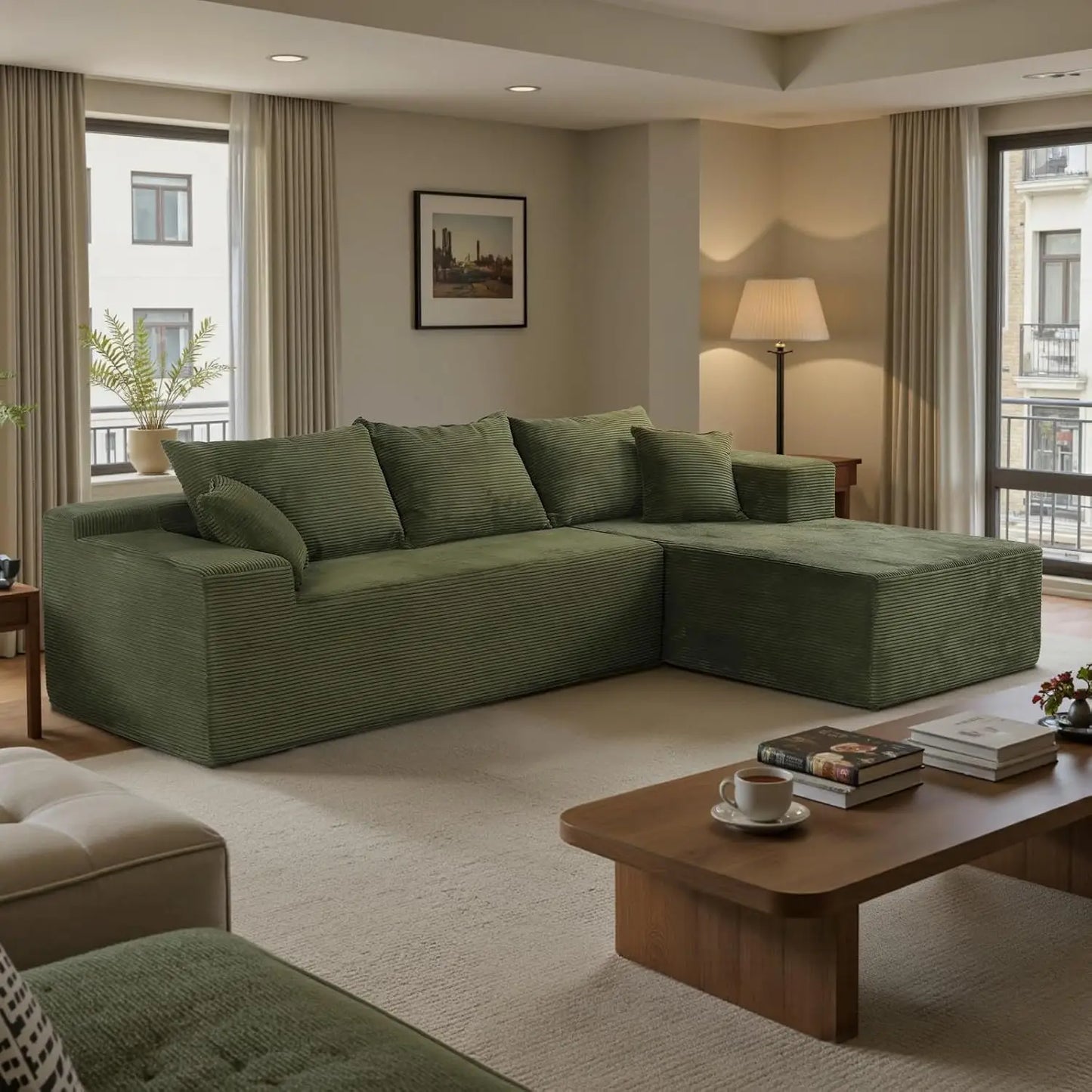 103" Wide Cloud Sectional Couch (Velvet Fabric)