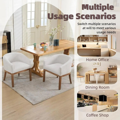Mid-Century Modern Linen Upholstered Barrel Dining Chairs (Set of 4)