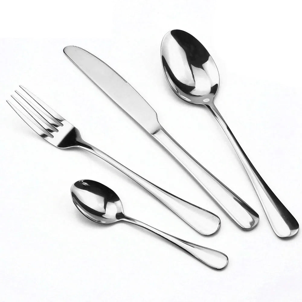 Rainbow Stainless Steel Flatware Set (4-Piece) – Modern Mirror-Polished Cutlery