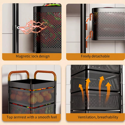 4- or 5-Tier Rotating Mesh Storage Cart
