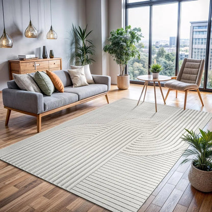 Luxury Modern Swirl Area Rug - High-Low Pile