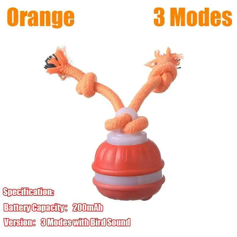 Orange pet toy with two extendable arms on a white background
