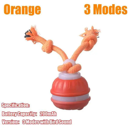 Orange pet toy with two extendable arms on a white background
