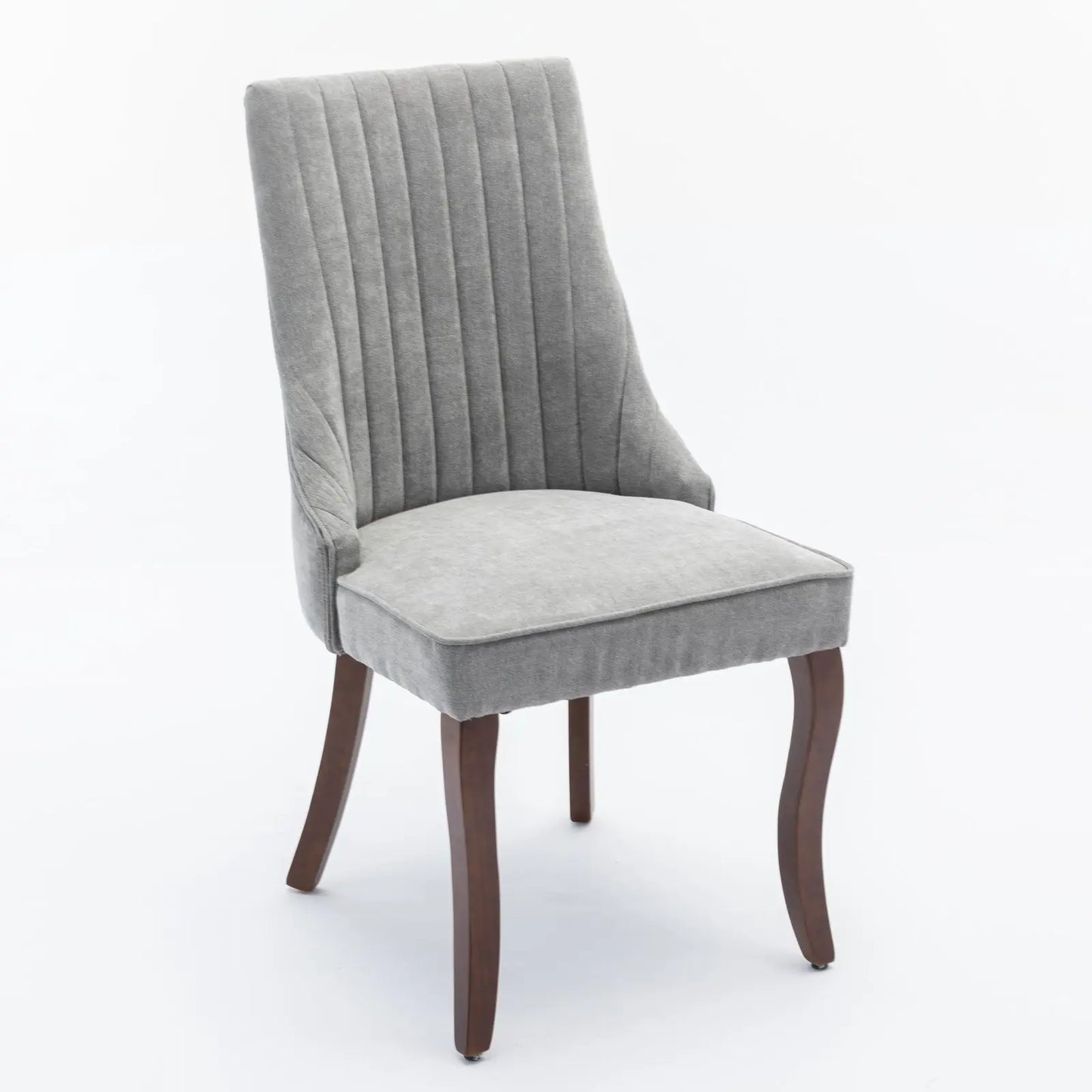 Curved Solid Wood Flocking Linen Side Chair (Single)