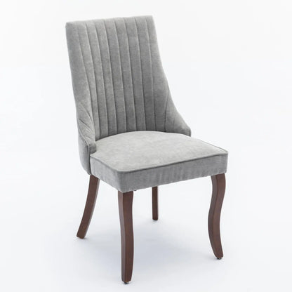 Curved Solid Wood Flocking Linen Side Chair (Single)