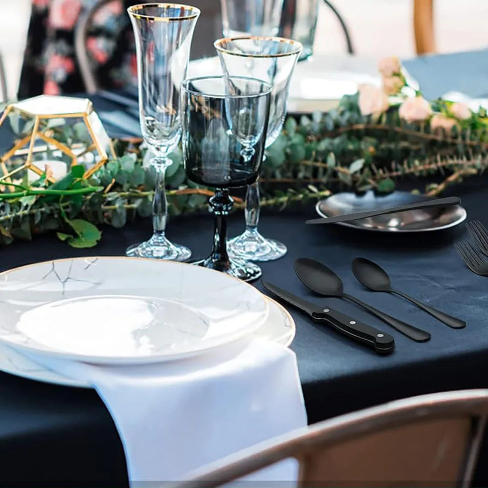 Matte Black Stainless Steel Flatware Set — 24-Piece Modern Cutlery