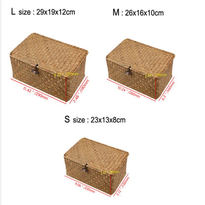 Woven Seagrass Storage Basket with Lid