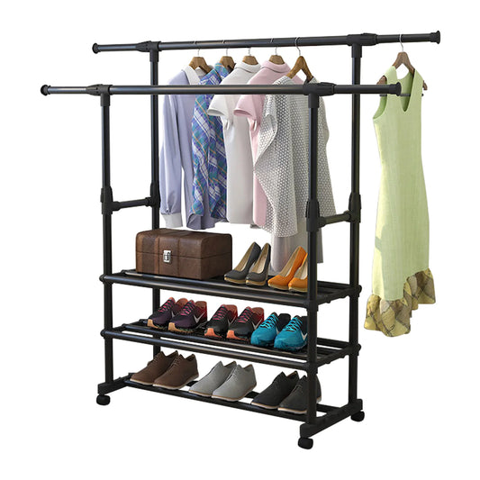 Commercial Grade Clothing Rack with Bottom Shelf Storage – 2/3 Layer Design