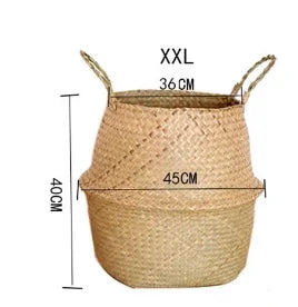 Handwoven Seagrass Storage Basket with Handles