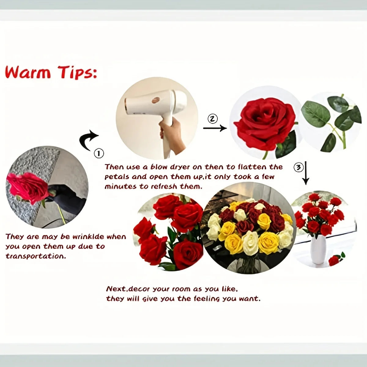 Velvet Touch Artificial Silk Rose Stems – Set of 12