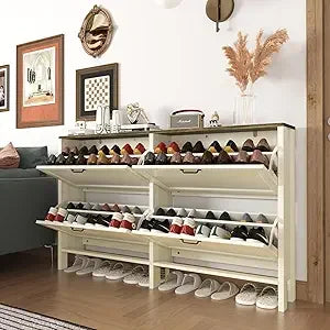 Slim Entryway Cabinet with Adjustable Shelves