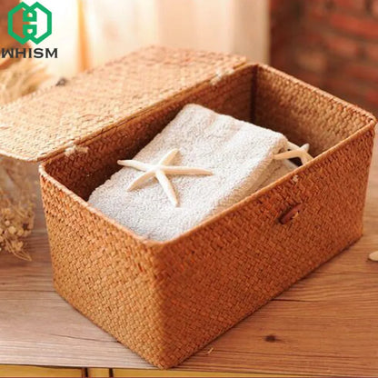 Woven Seagrass Storage Basket with Lid