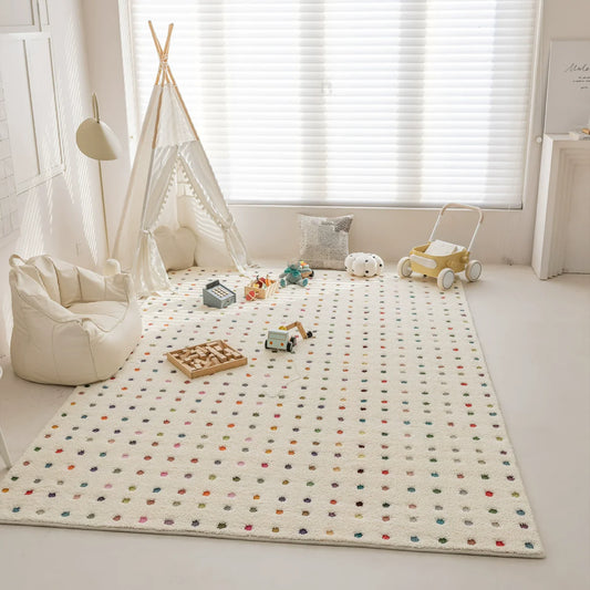 Soft Milk Silk Kids' Bedroom Rug - Modern Colored Dots Play Mat