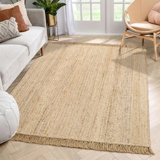Hand-Woven Jute & Bamboo Fiber Rug – Natural Japanese Style