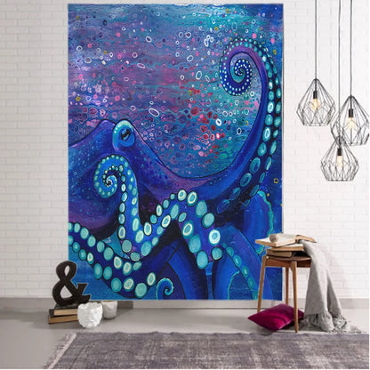 Octopus Pattern Tapestry – Boho Hippie Wall Hanging, Ocean-Inspired Decor