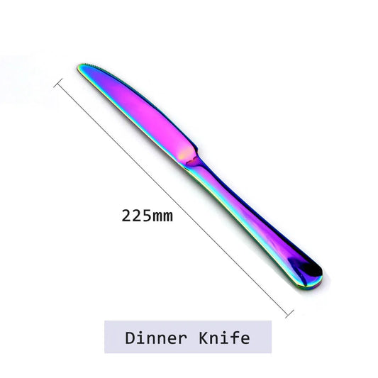 Rainbow Stainless Steel Flatware Set (4-Piece) – Modern Mirror-Polished Cutlery