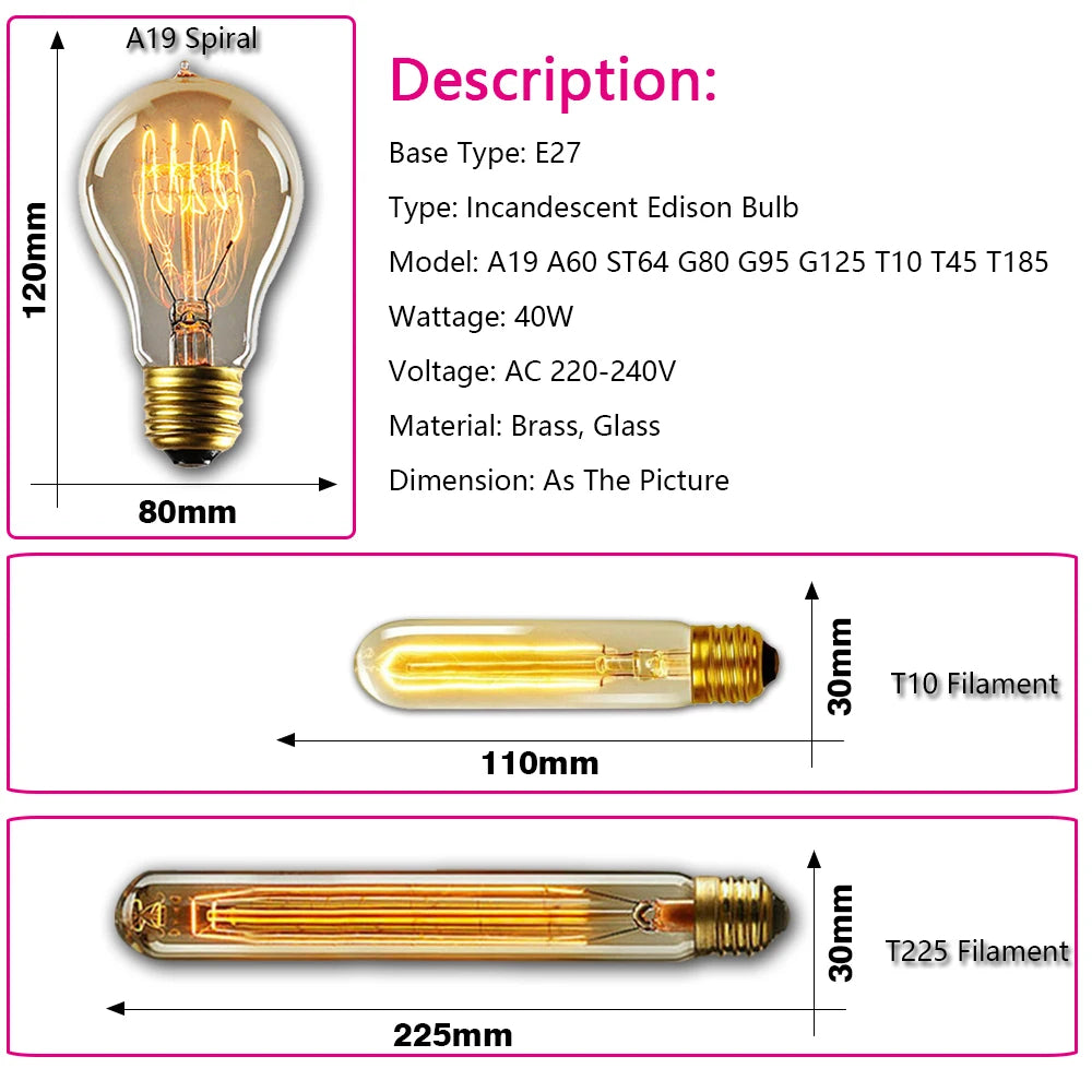 Vintage Edison Bulb - 30,000 Hour Lifespan - E27 Globe LED Bulb