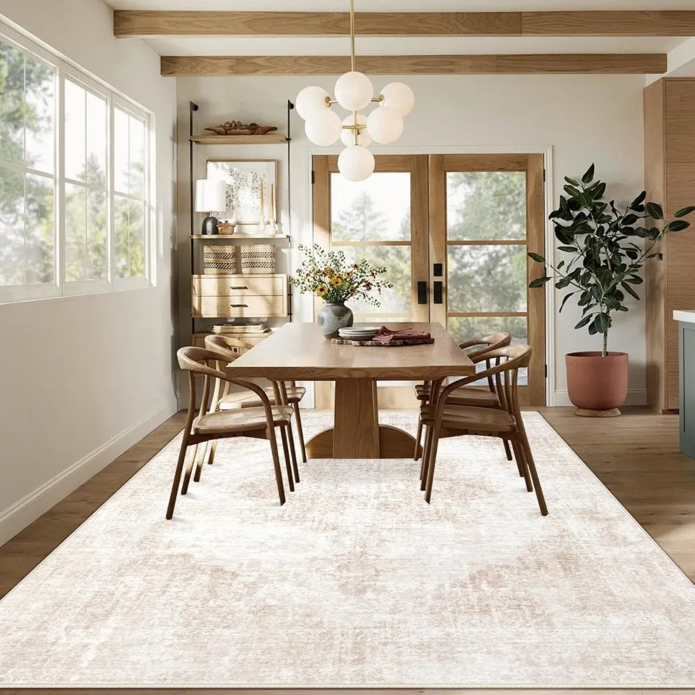 Machine Washable Vintage Boho Area Rug (8' x 10') with Non-Slip Backing