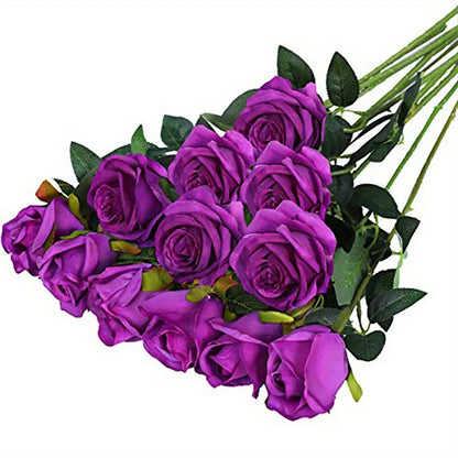 Velvet Touch Artificial Silk Rose Stems – Set of 12
