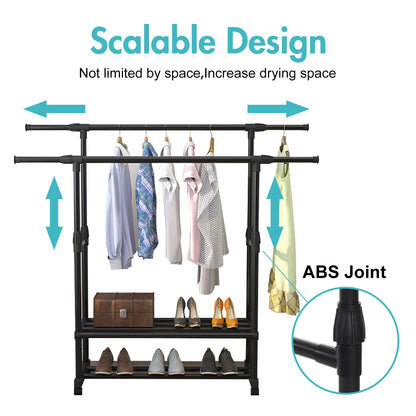 Commercial Grade Clothing Rack with Bottom Shelf Storage – 2/3 Layer Design