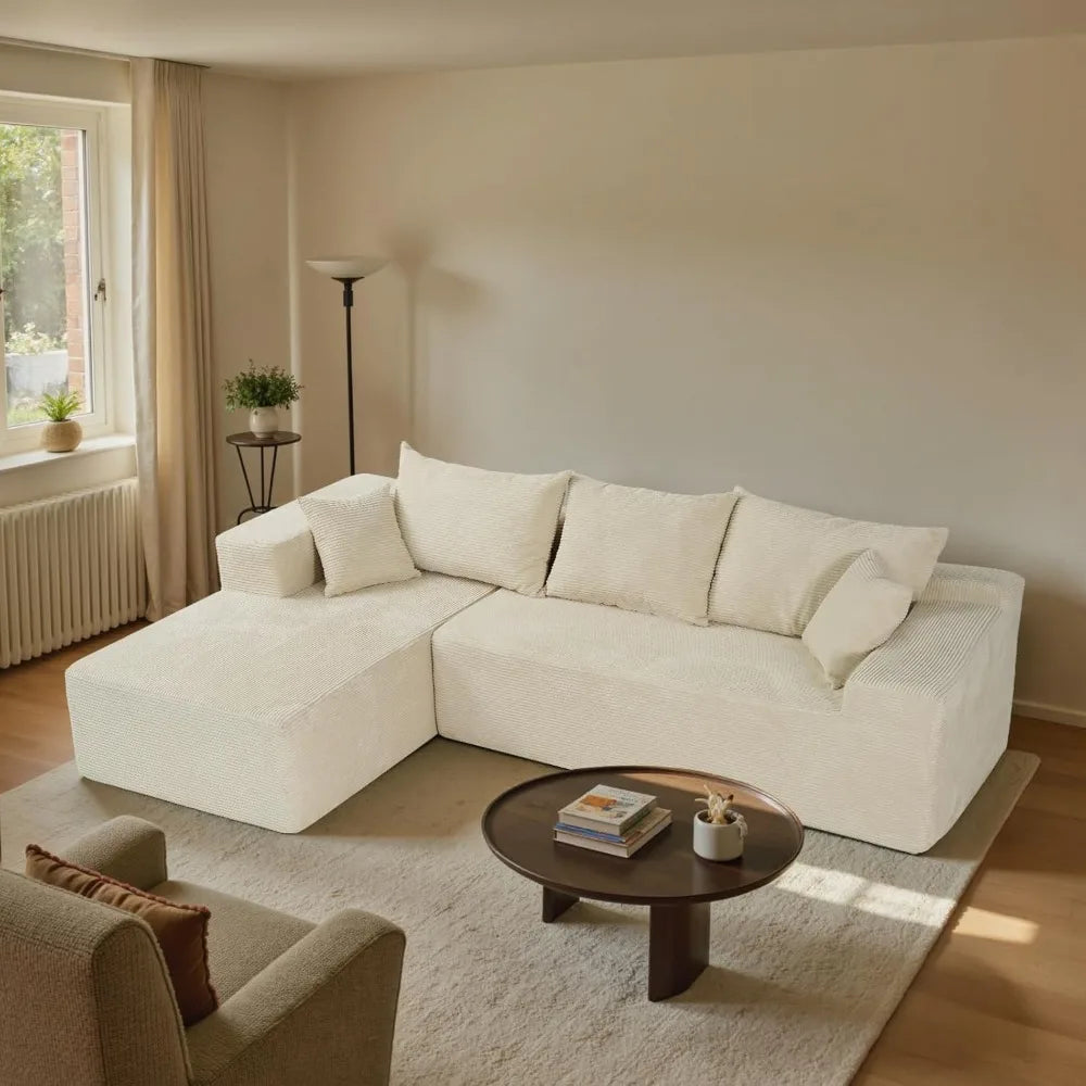 103" Wide Cloud Sectional Couch (Velvet Fabric)