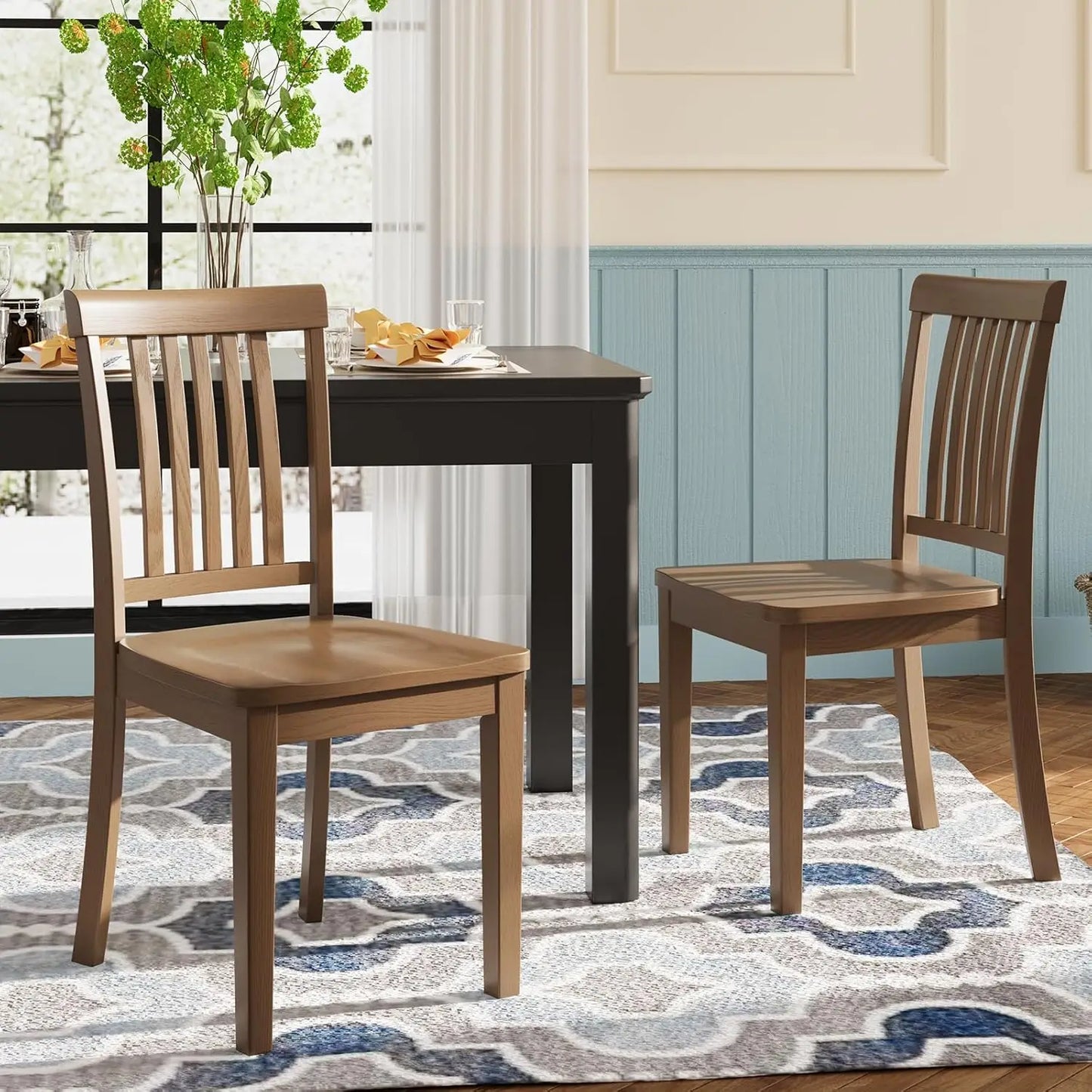 Solid Wood Dining Chairs with Windsor Design (Set of 6)