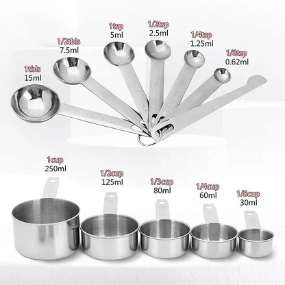 Premium 10-Piece Stainless Steel Measuring Cups and Spoons Set for Baking