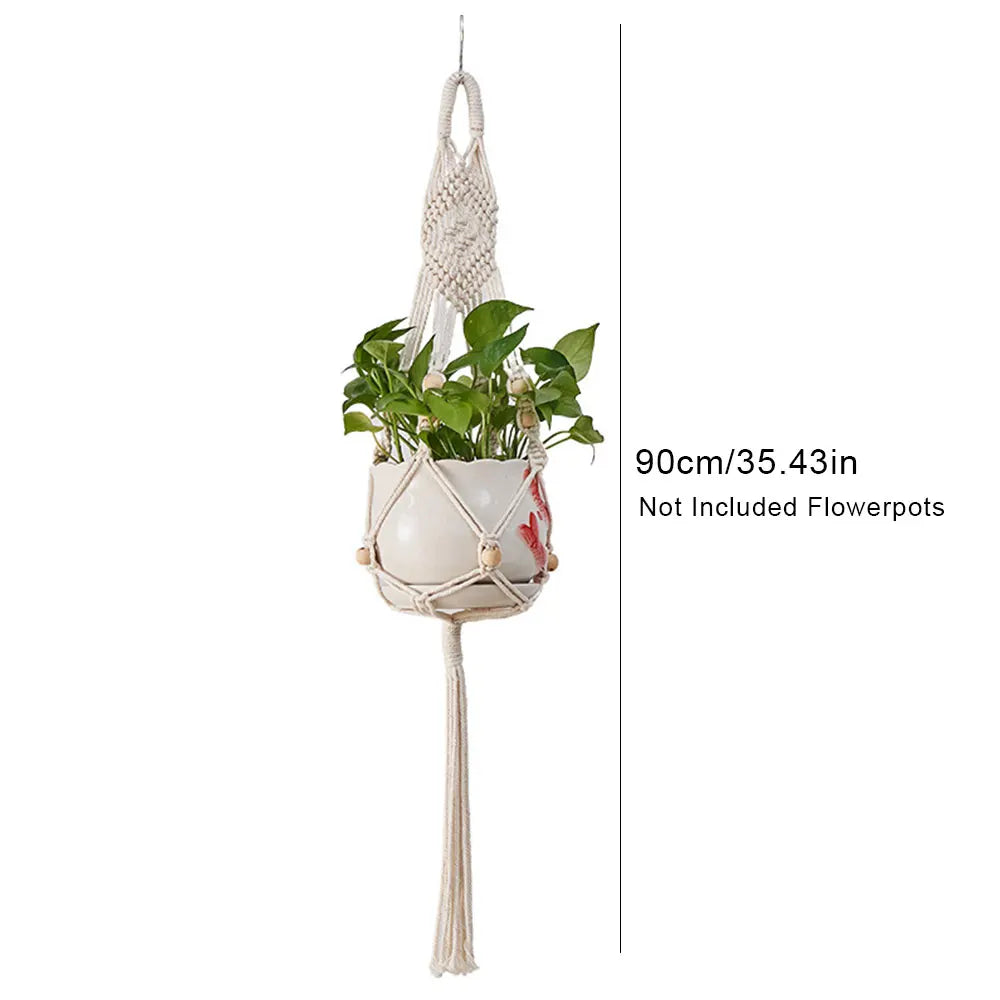 Macramé Hanging Plant Basket — Indoor/Outdoor