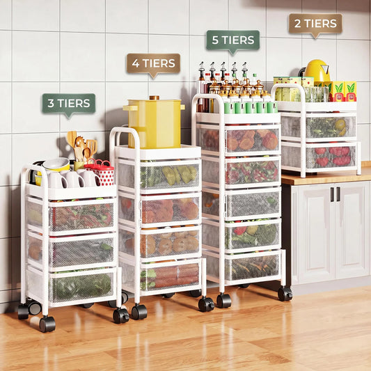 4- or 5-Tier Rotating Mesh Storage Cart