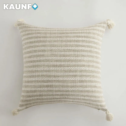 Cream White Tassel Cushion Cover – Textured Pillow Cover