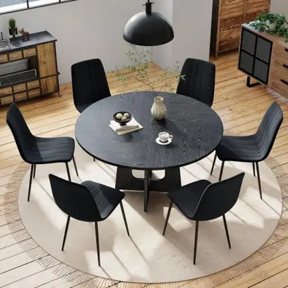 Linden 47" Round Walnut Dining Table Set with 4 Chairs