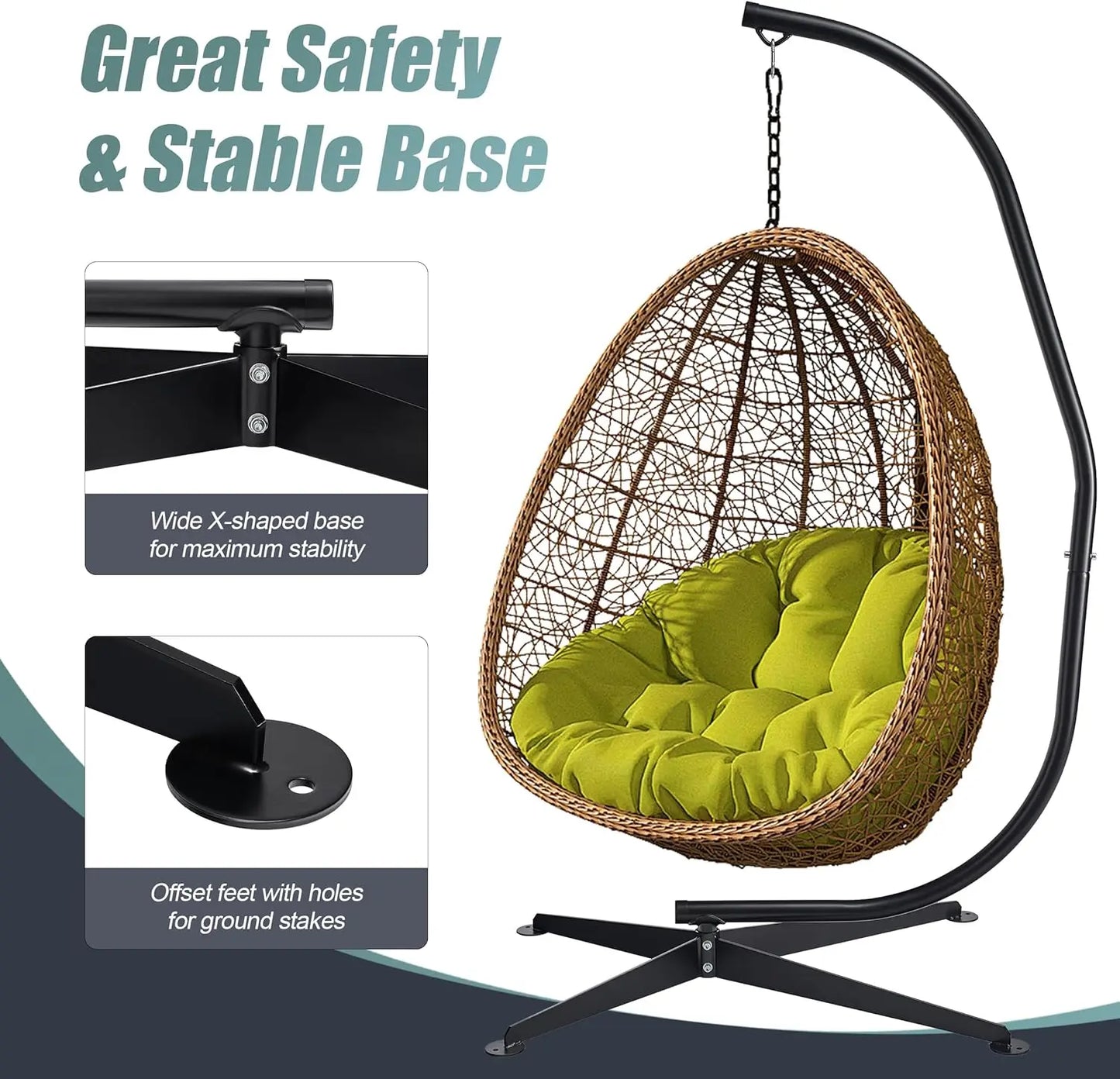 Hammock Chair Stand Only — Adjustable Steel C-Stand