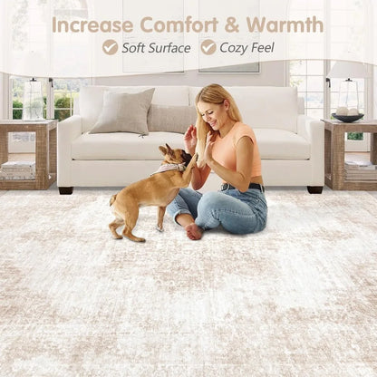 Machine Washable Vintage Boho Area Rug (8' x 10') with Non-Slip Backing