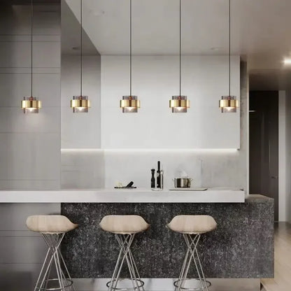 Modern Glass Pendant Light with Gold Accent