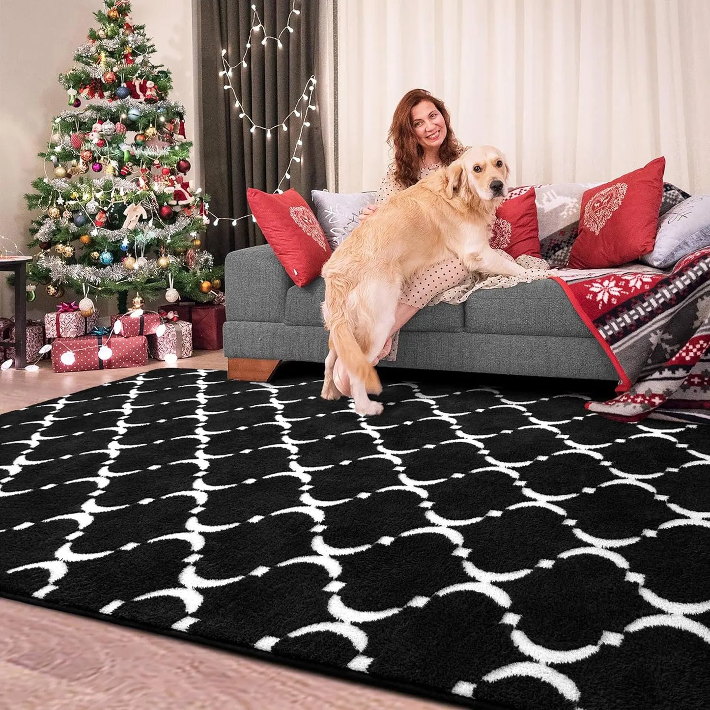 Noahas 6x9 Black Memory Foam Rug with Anti-Slip Backing