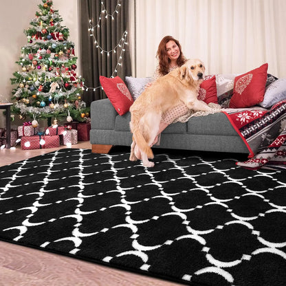 Noahas 6x9 Black Memory Foam Rug with Anti-Slip Backing