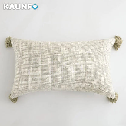 Cream White Tassel Cushion Cover – Textured Pillow Cover
