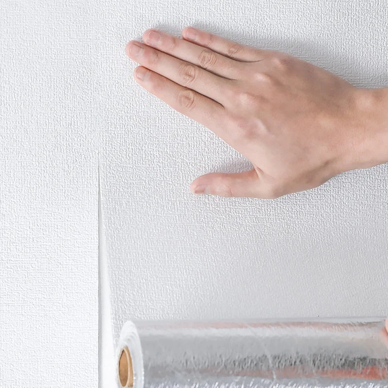 Self-Adhesive 3D Foam Wallpaper – Linen Texture, Thickened PVC Wall Covering