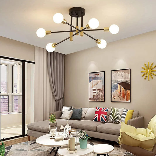 Sleek Minimalist Semi-Flush Mount Chandelier for Lofts & Apartments