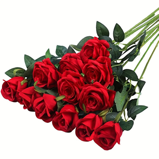 Velvet Touch Artificial Silk Rose Stems – Set of 12