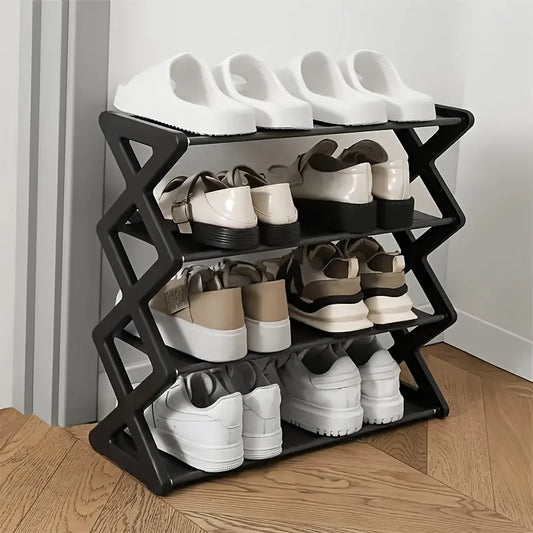 4-Layer Stackable Shoe Rack for Entryway (9-12 Pair Capacity)