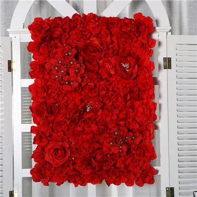 Artificial Silk Rose Flower Wall Panel