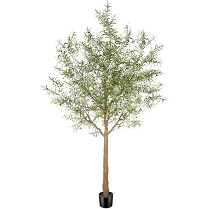 10-Foot Artificial Olive Tree with Natural Wood Trunk