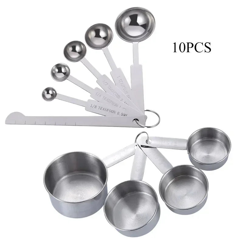 Premium 10-Piece Stainless Steel Measuring Cups and Spoons Set for Baking