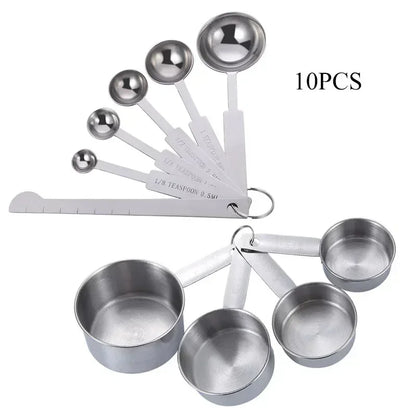 Premium 10-Piece Stainless Steel Measuring Cups and Spoons Set for Baking
