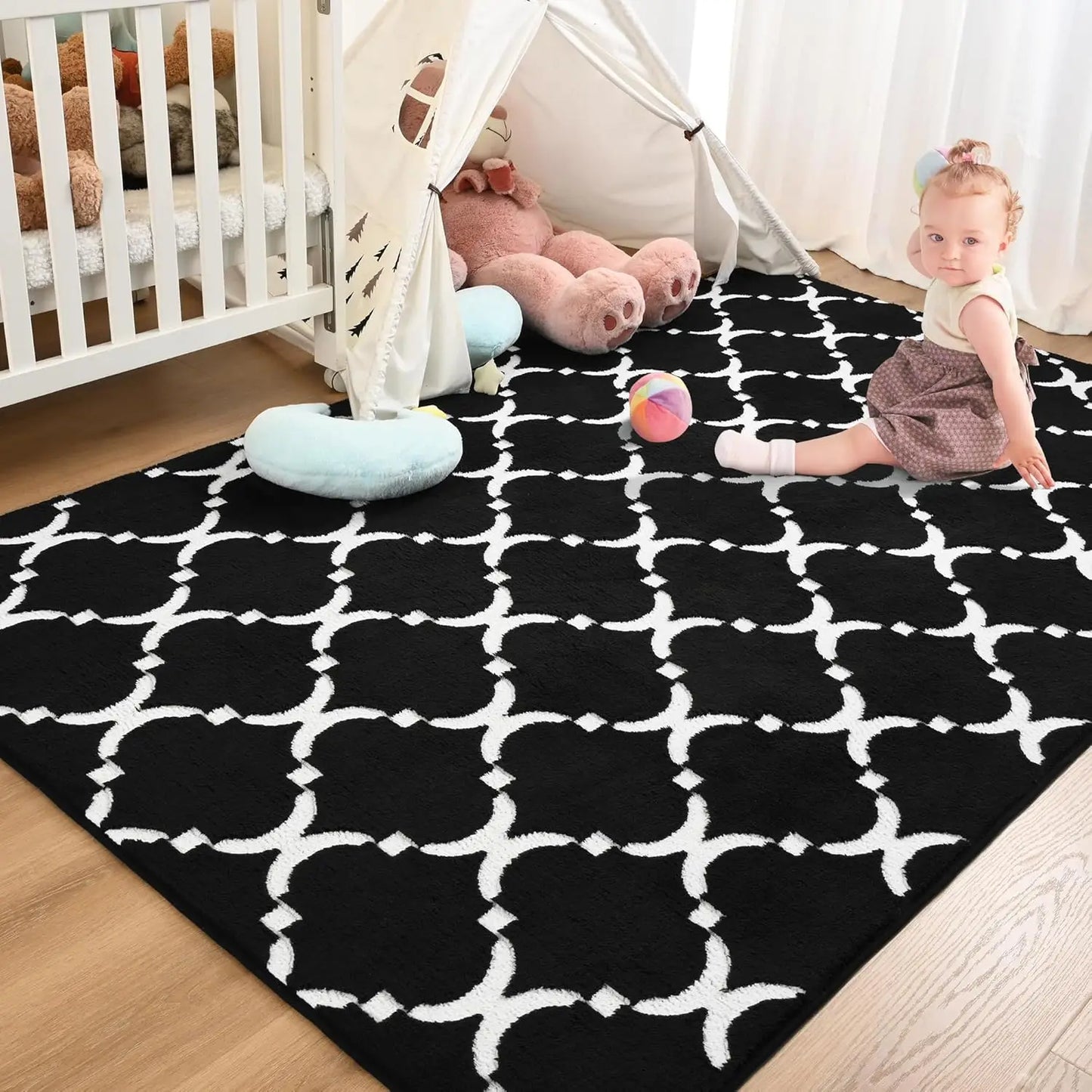 Noahas 6x9 Black Memory Foam Rug with Anti-Slip Backing
