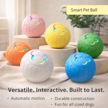 Automatic Bouncing Dog Toy Ball - LED Light Up, USB Rechargeable, Touch-Activated for Dogs & Cats