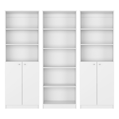 Salina 3-Piece White Bookcase Living Room Set